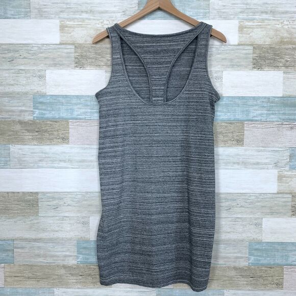 Dakini Athleisure Cut Out Back Dress Heather Gray Stretch Casual Womens Medium - Picture 3 of 6